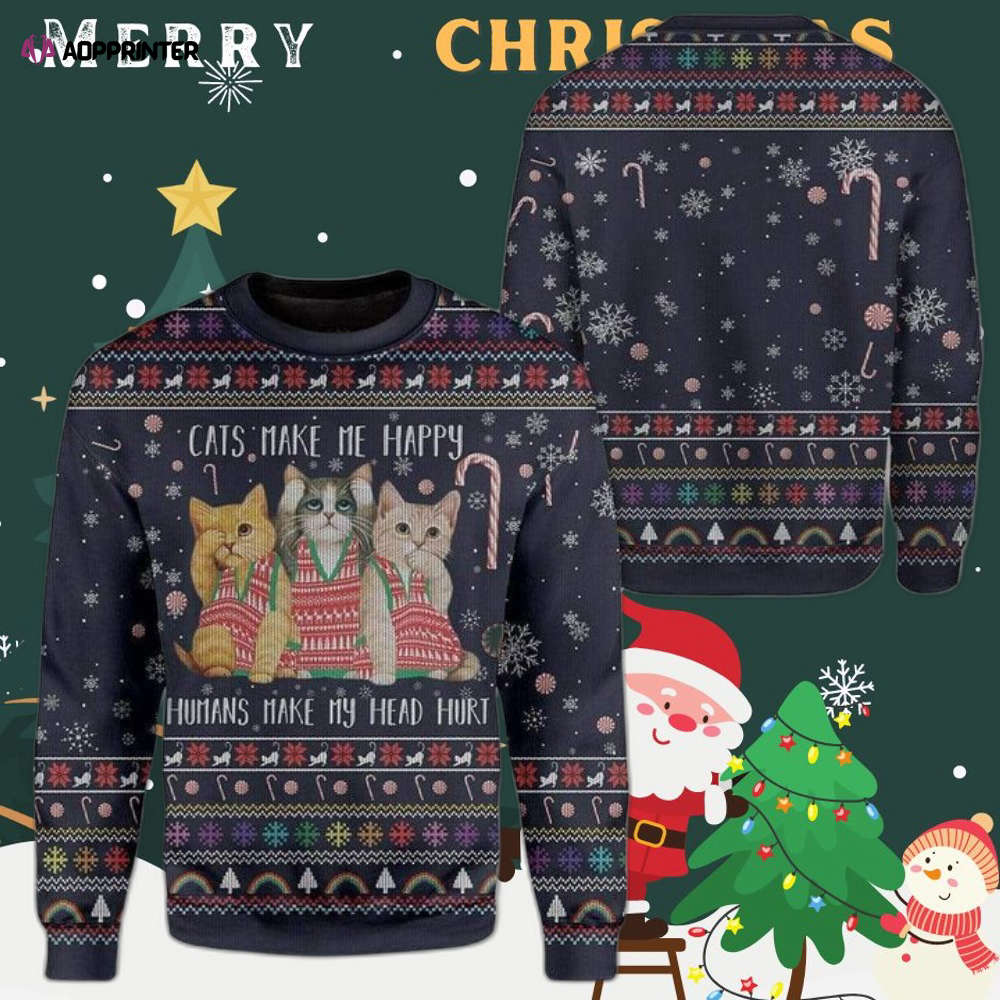 Cat Make Me Happy Ugly Christmas Sweater