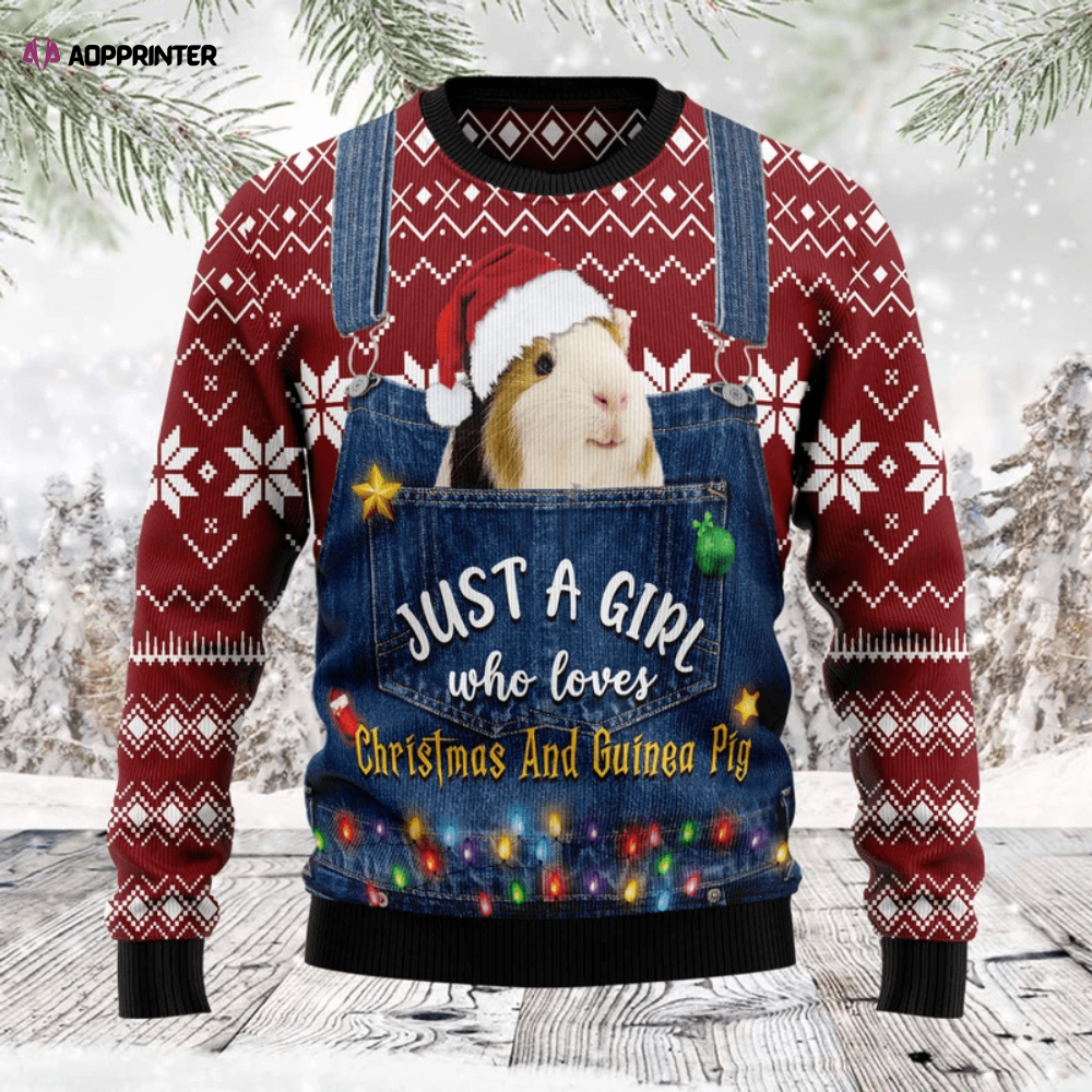 Christmas-loving Girl s Guinea Pig Ugly Christmas Sweater Festive & Fun Design