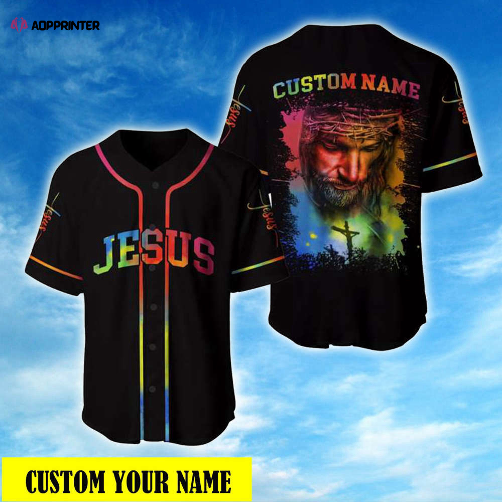 Colorful Jesus 3D Baseball Jersey Custom Name Adult Unisex Full Size