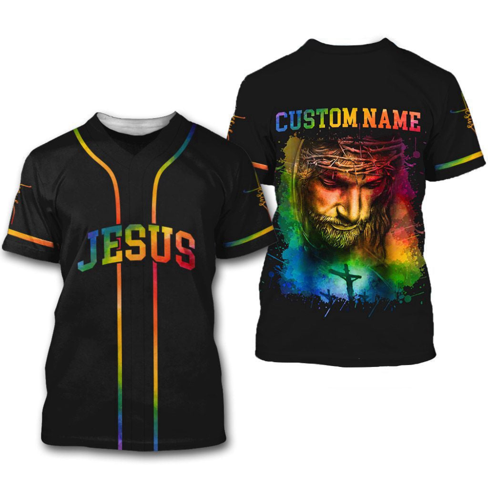 Colorful Jesus Baseball Jersey Custom Name Adult Unisex S-5XL Sizes