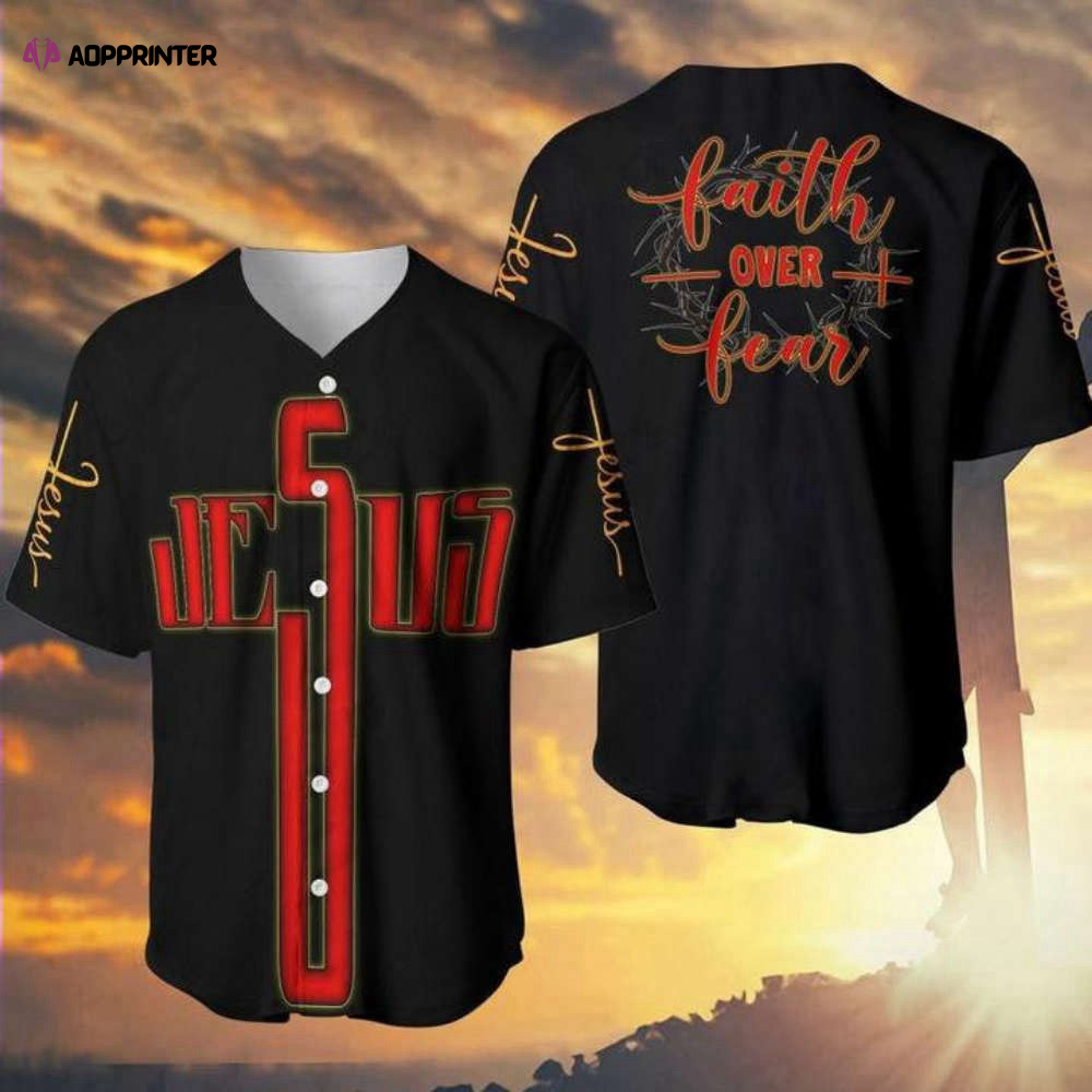 Colorful Jesus Cross Letters Baseball Jersey Adult Unisex Full Size S – 5XL