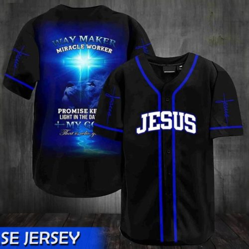 Colorful Jesus My God Baseball Jersey Adult Unisex S-5XL Full Size Way Maker QT206140Td