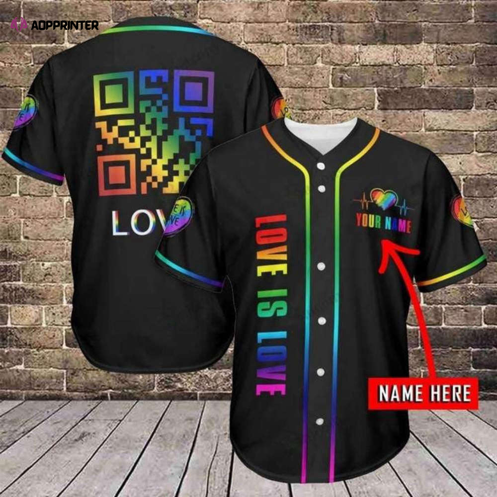 Colorful LGBT QR Love Is Love Baseball Jersey Full Size Unisex S-5XL