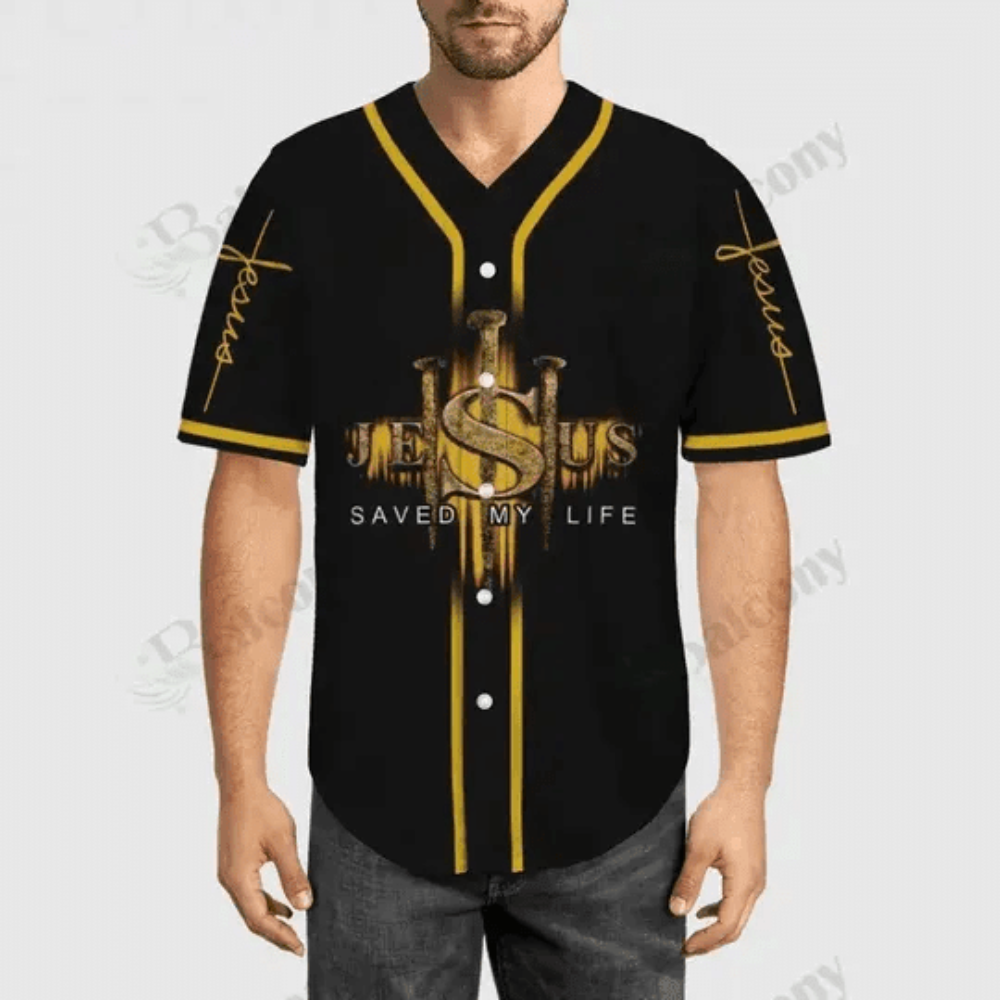 Colorful Lion Cross Jesus Saves Baseball Jersey Adult Unisex S-5XL Sizes