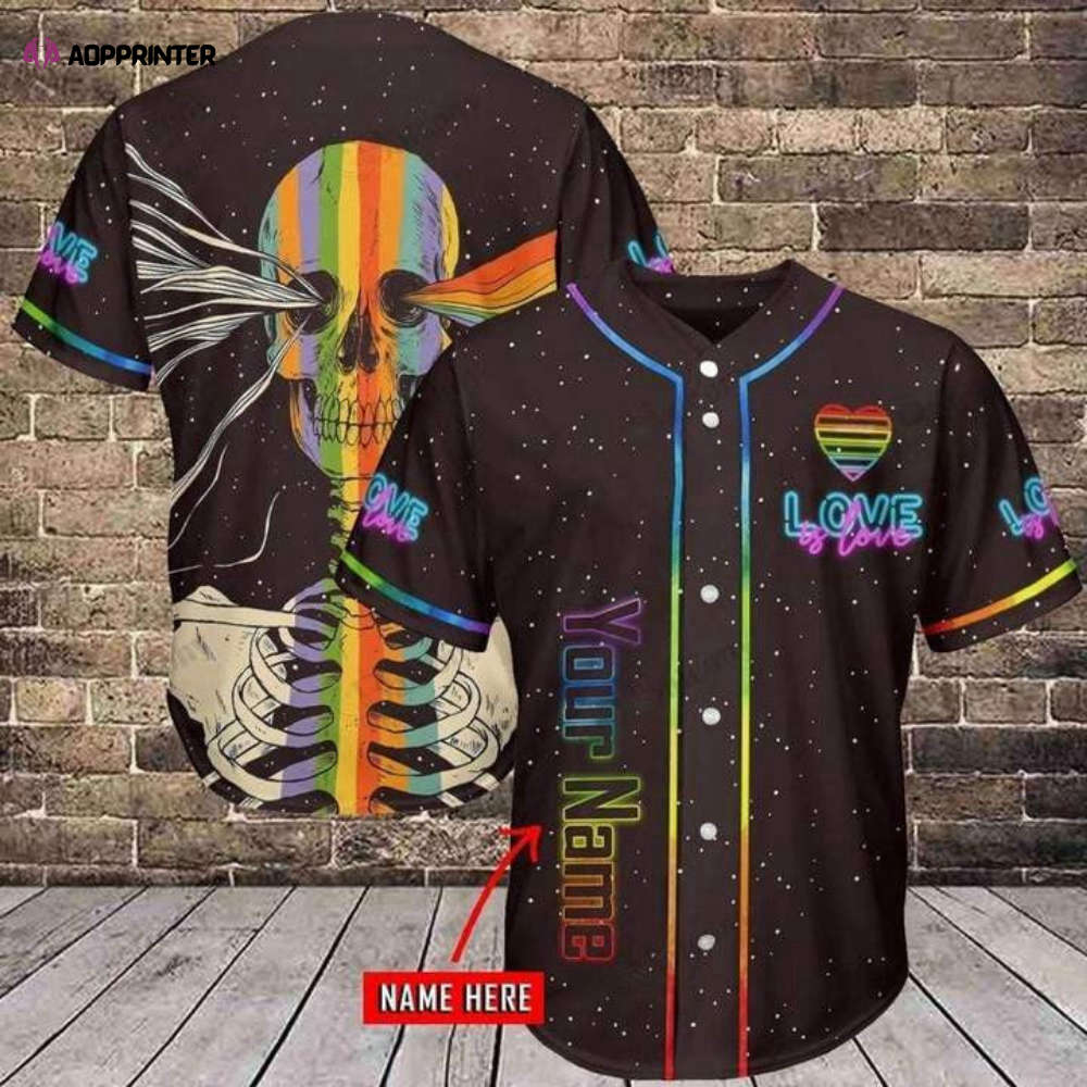 Colorful Skull Love Is Love Baseball Jersey LGBT Support Adult Unisex Sizes S – 5XL Full Size