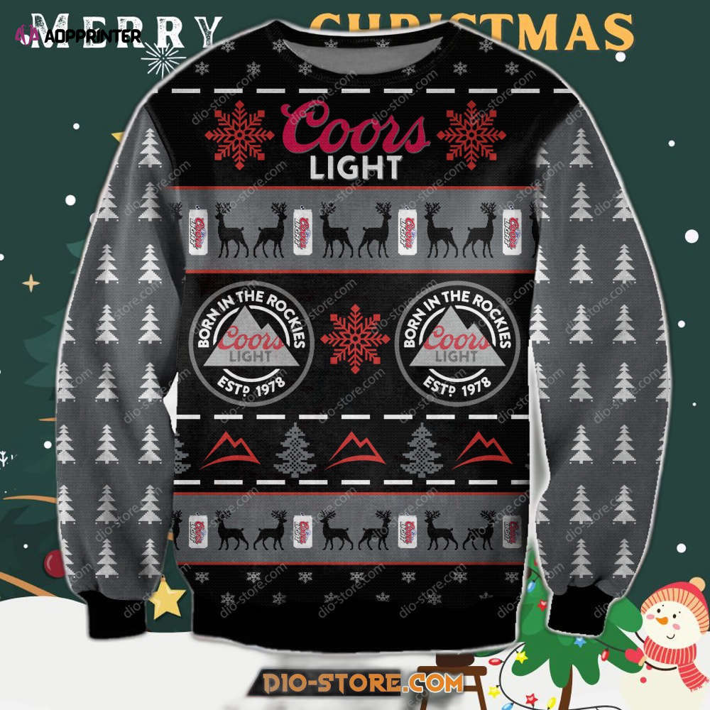 Coors Light Beer Knitting Pattern 3D Print Ugly Christmas Sweater Hoodie All Over Printed