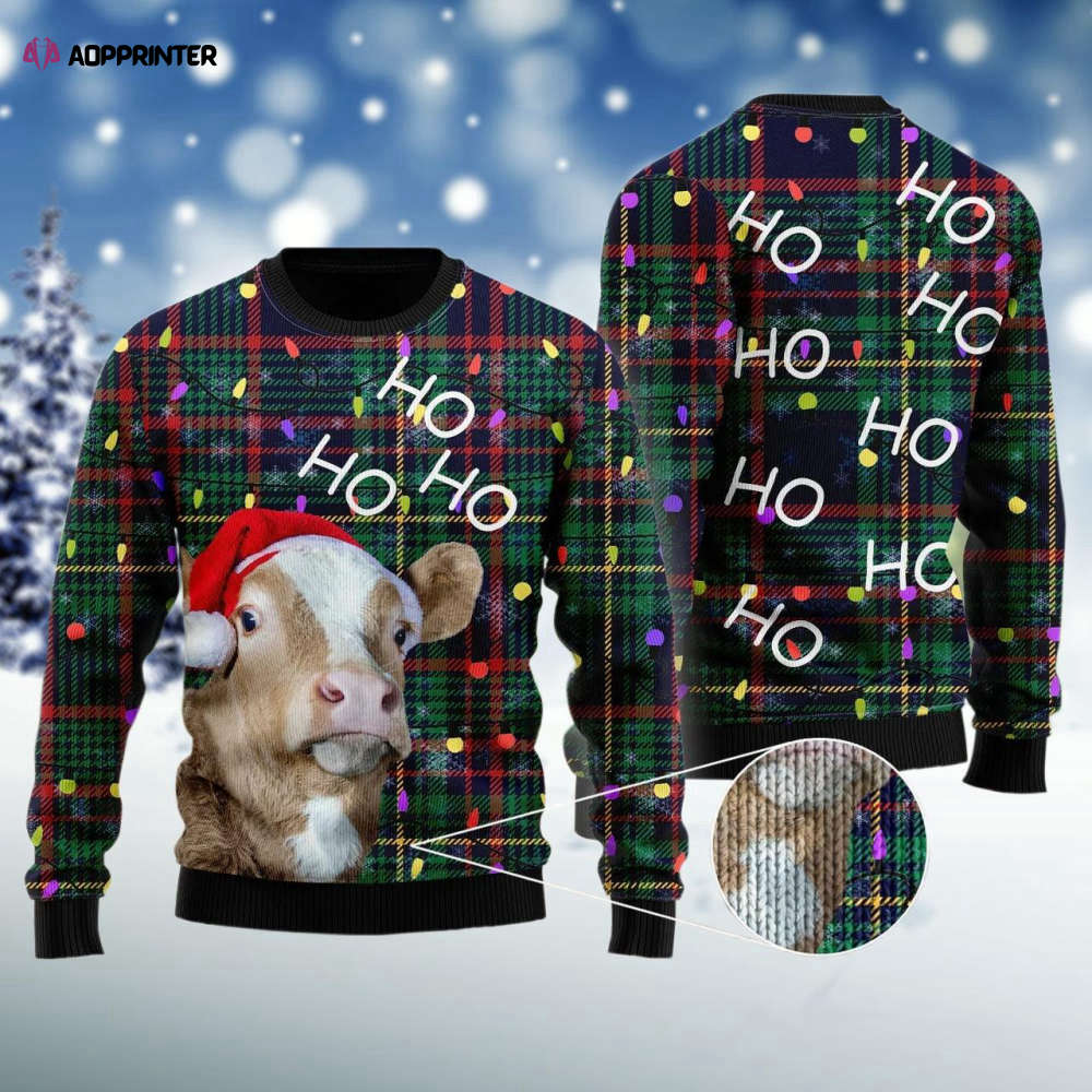 Cow Ho Ho Ho Christmas Light Ugly Sweater: Festive and Fun Holiday Attire