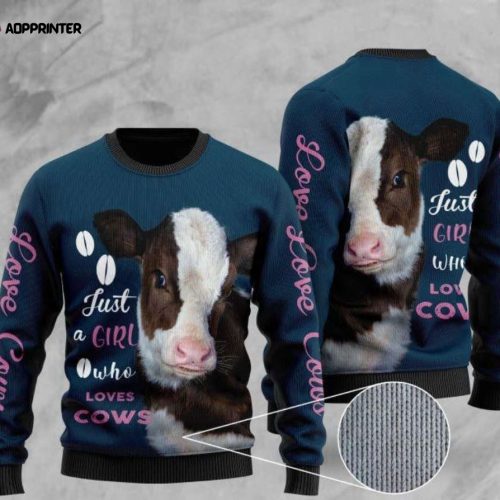 Cow Lover s Ugly Christmas Sweater – Just A Girl Who Loves Cows