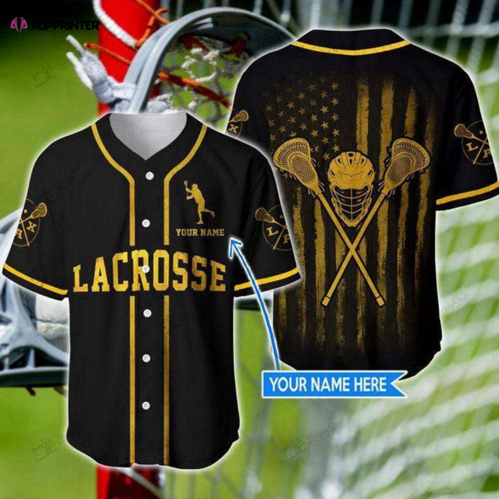 Custom Lacrosse Yellow Black Baseball Jersey | Colorful | Adult Unisex | S – 5XL Full Size