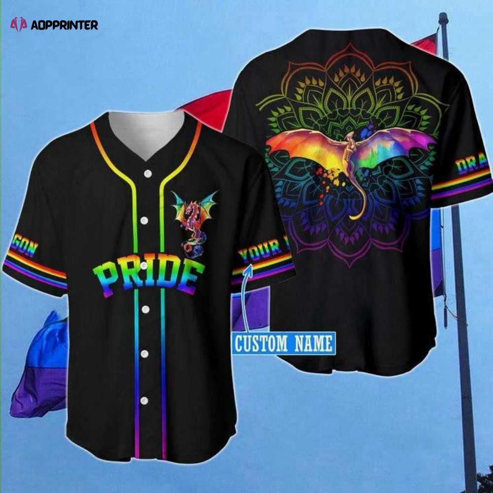 Custom LGBT Pride Dragon Mandala Baseball Jersey | Colorful | Adult Unisex | S – 5XL Full Size