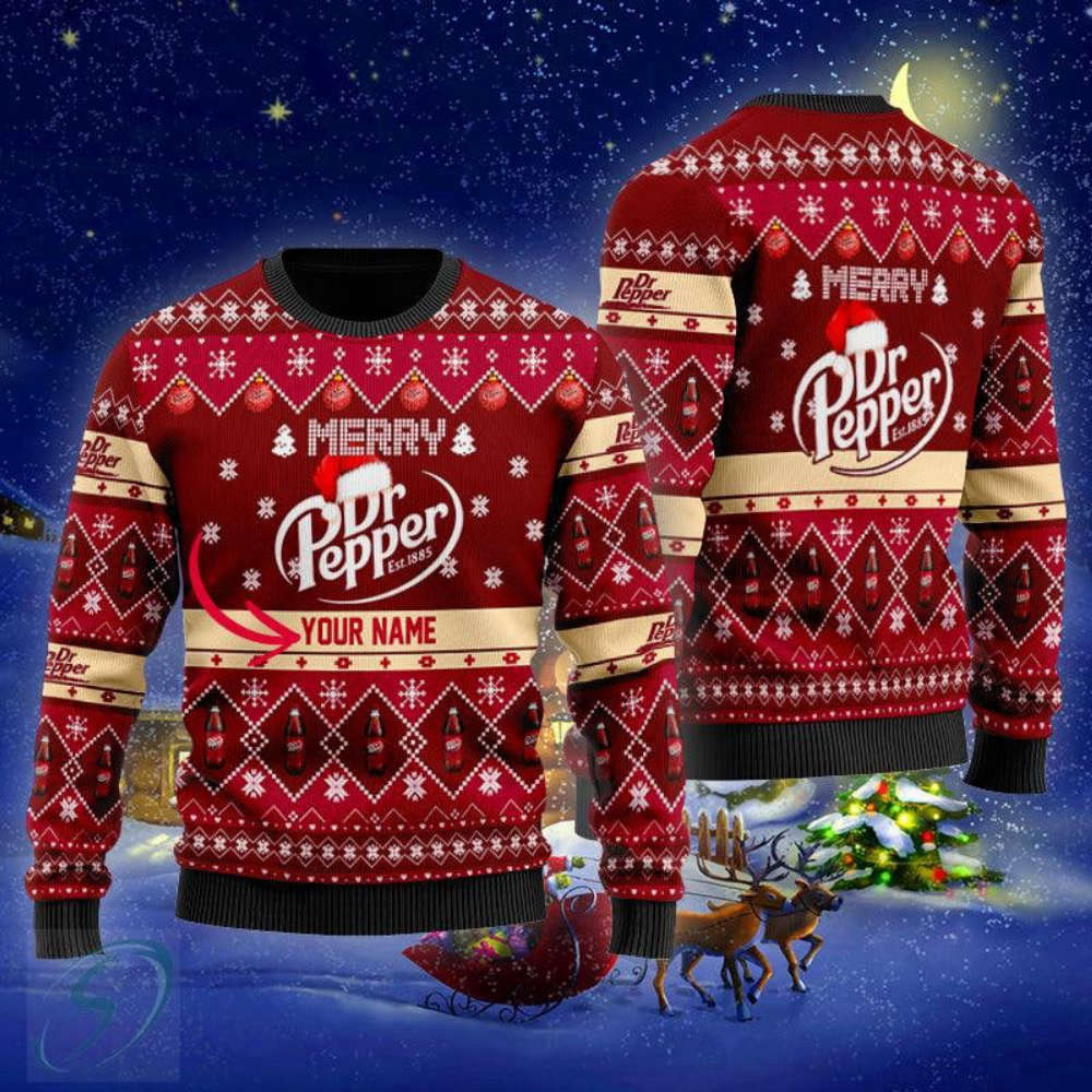 Custom Merry Dr Pepper Ugly Christmas Sweater: Unique & Festive Holiday Apparel