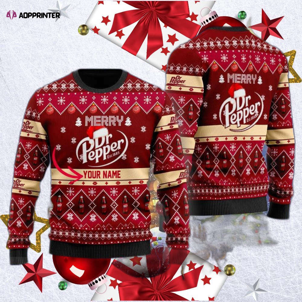 Custom Merry Dr Pepper Ugly Christmas Sweater: Unique & Festive Holiday Apparel