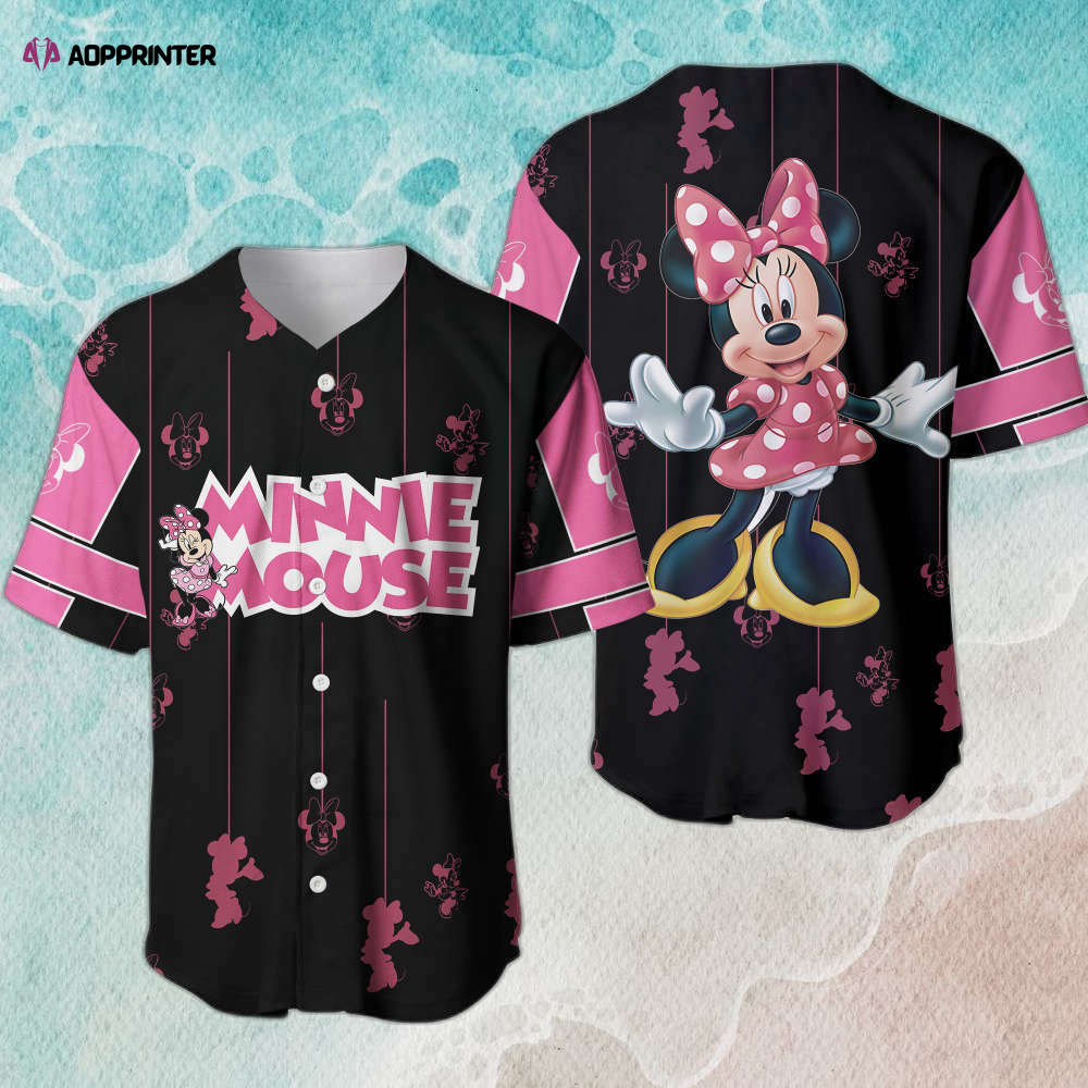 Personalized Disney Baseball Jersey: Chilling Minnie Mouse Pink Purple