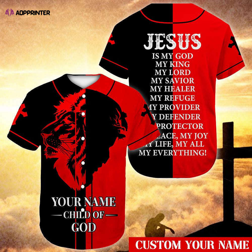 Custom name Child Of God Red and Black Christians Baseball Jersey | Colorful | Adult Unisex | S – 5XL Full Size