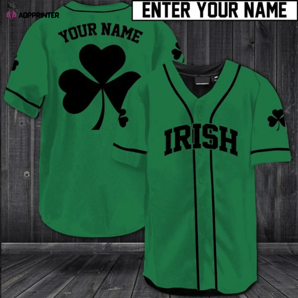 Custom Name Irish Green Baseball Jersey | Colorful | Adult Unisex | S – 5XL Full Size