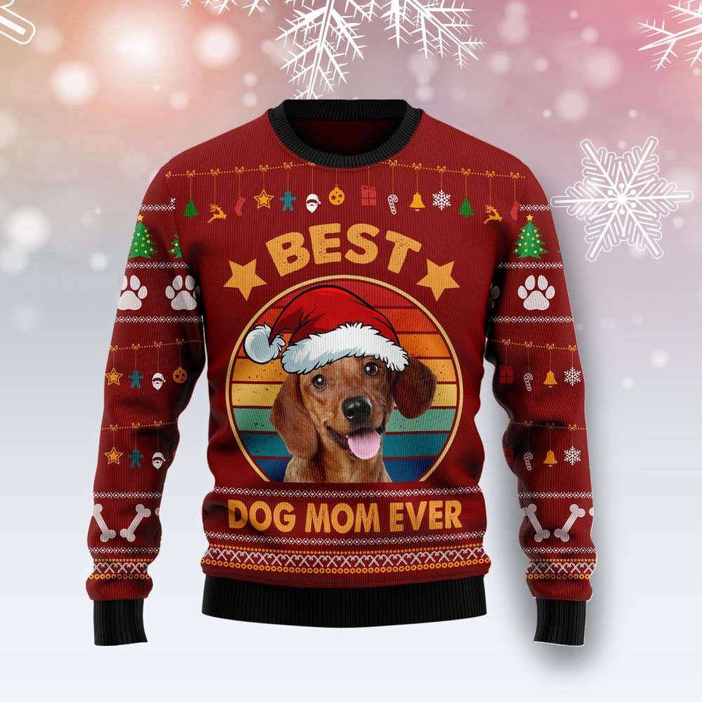 Dachshund Best Dog Mom Ugly Christmas Sweater