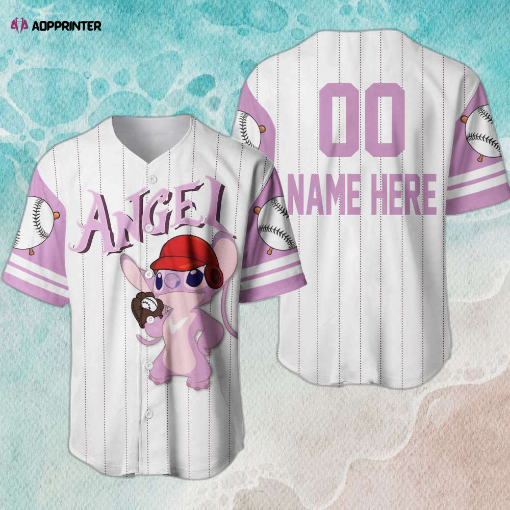Disney Angel Stitch Custom Baseball Jersey – White Pink Girlfriend Design