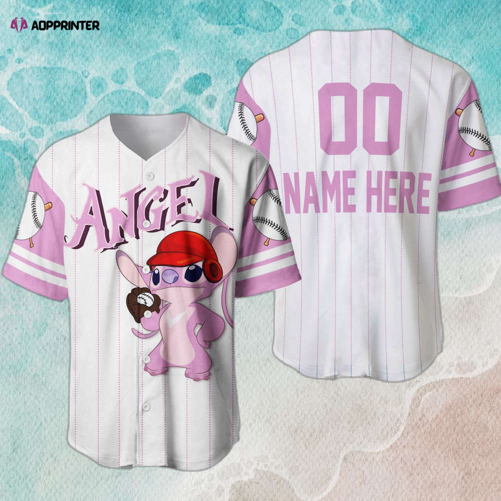 Disney Angel Stitch Girlfriend White Pink Custom Baseball Jersey