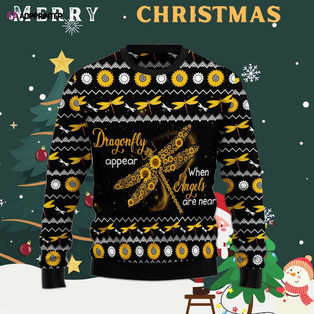 Dragonfly Sunflower Ugly Christmas Sweater