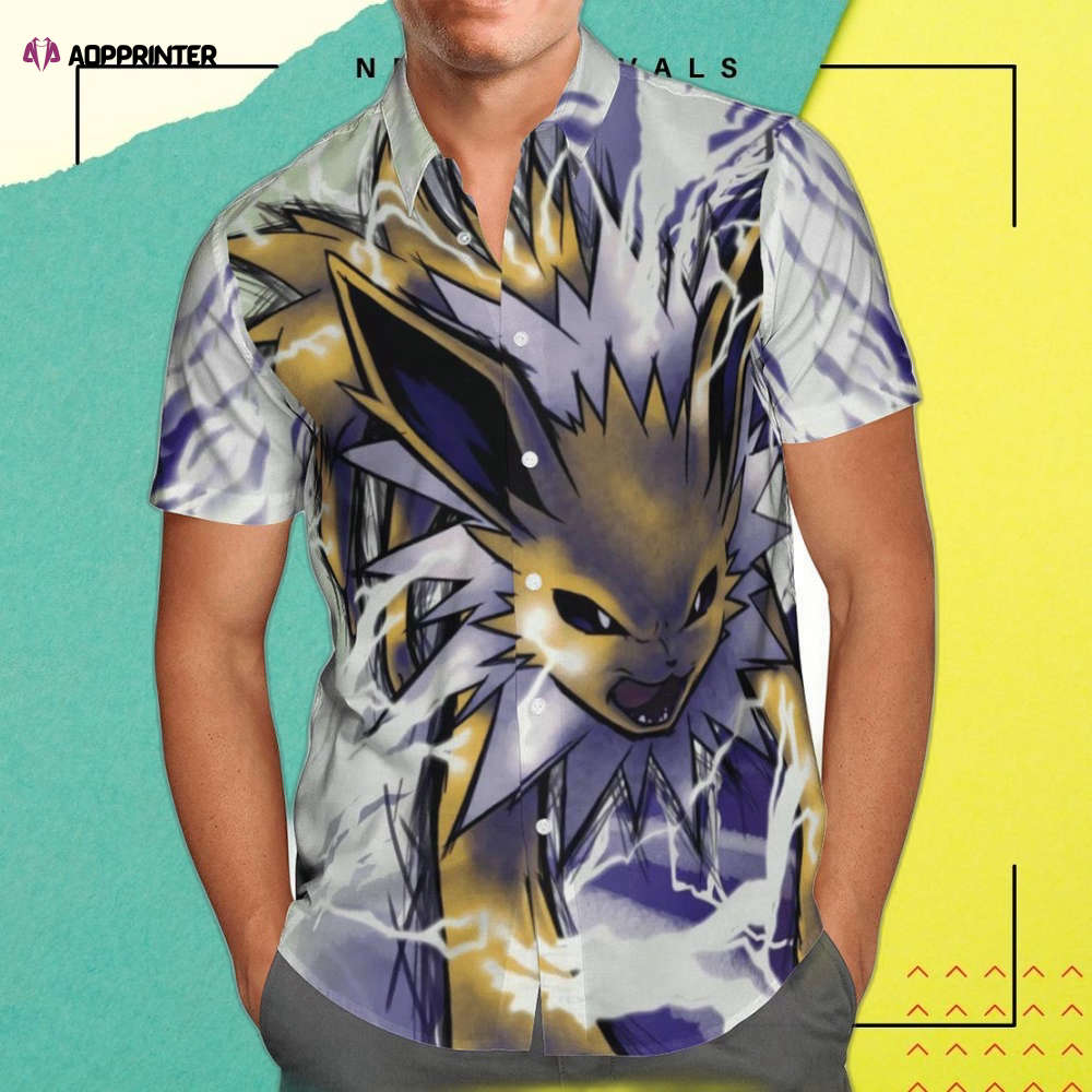 Eevee Jolteon Hawaiian Shirt: Pokemon Print Tropical Vibe!