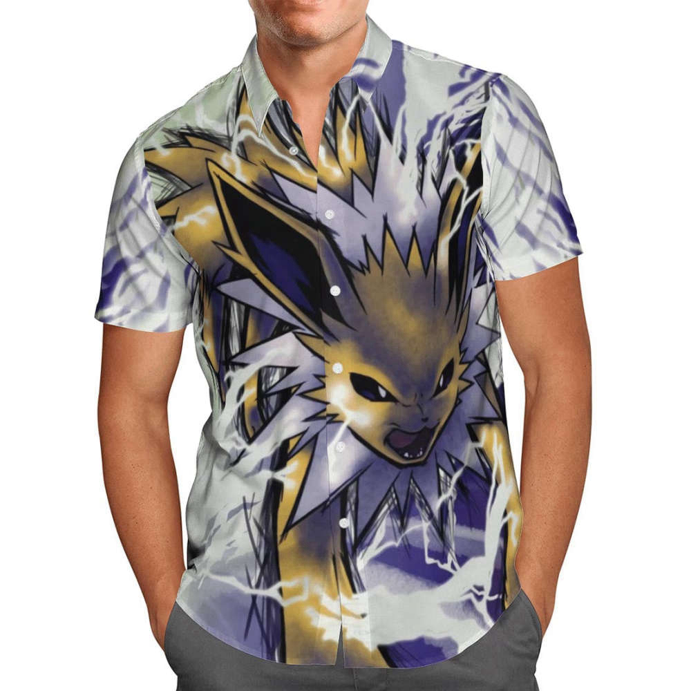 Eevee Jolteon Hawaiian Shirt: Pokemon Print Tropical Vibe!