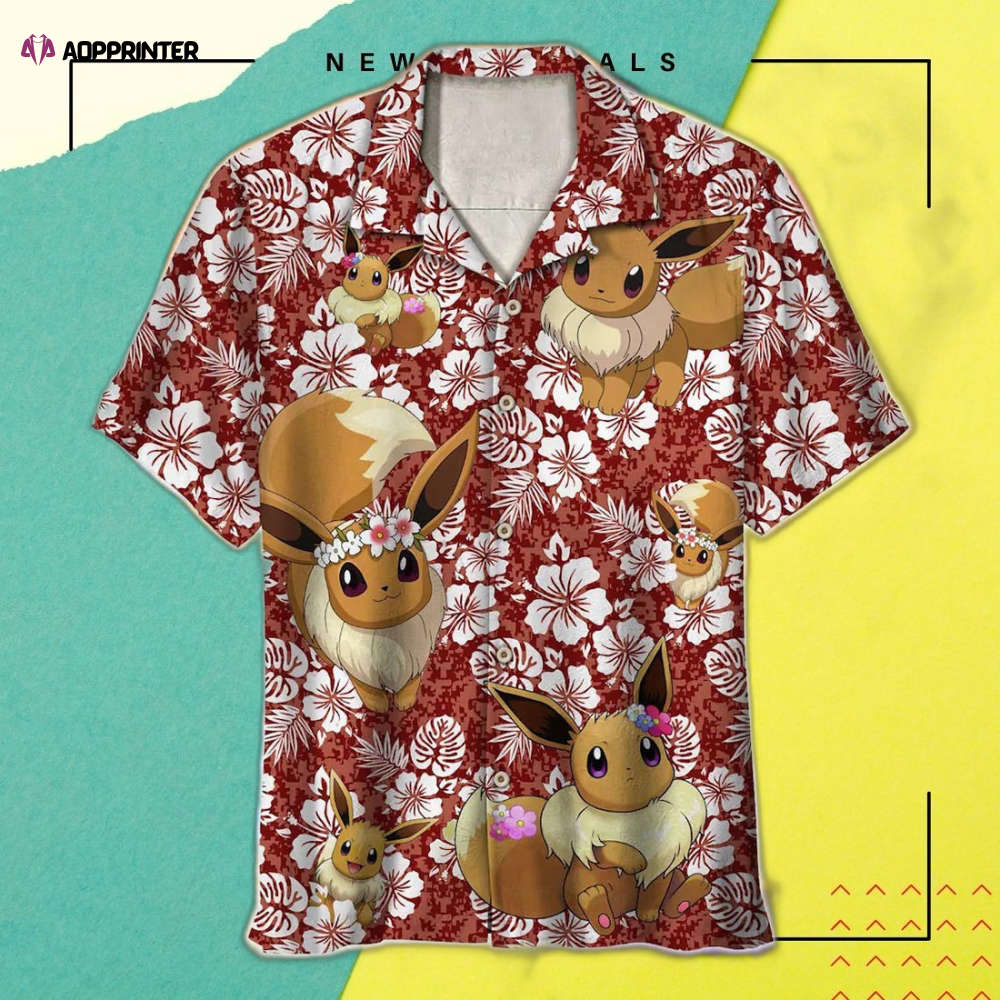 Eevee Pokemon Hawaiian Shirt: Stylish & Playful Design for Pokemon Fans