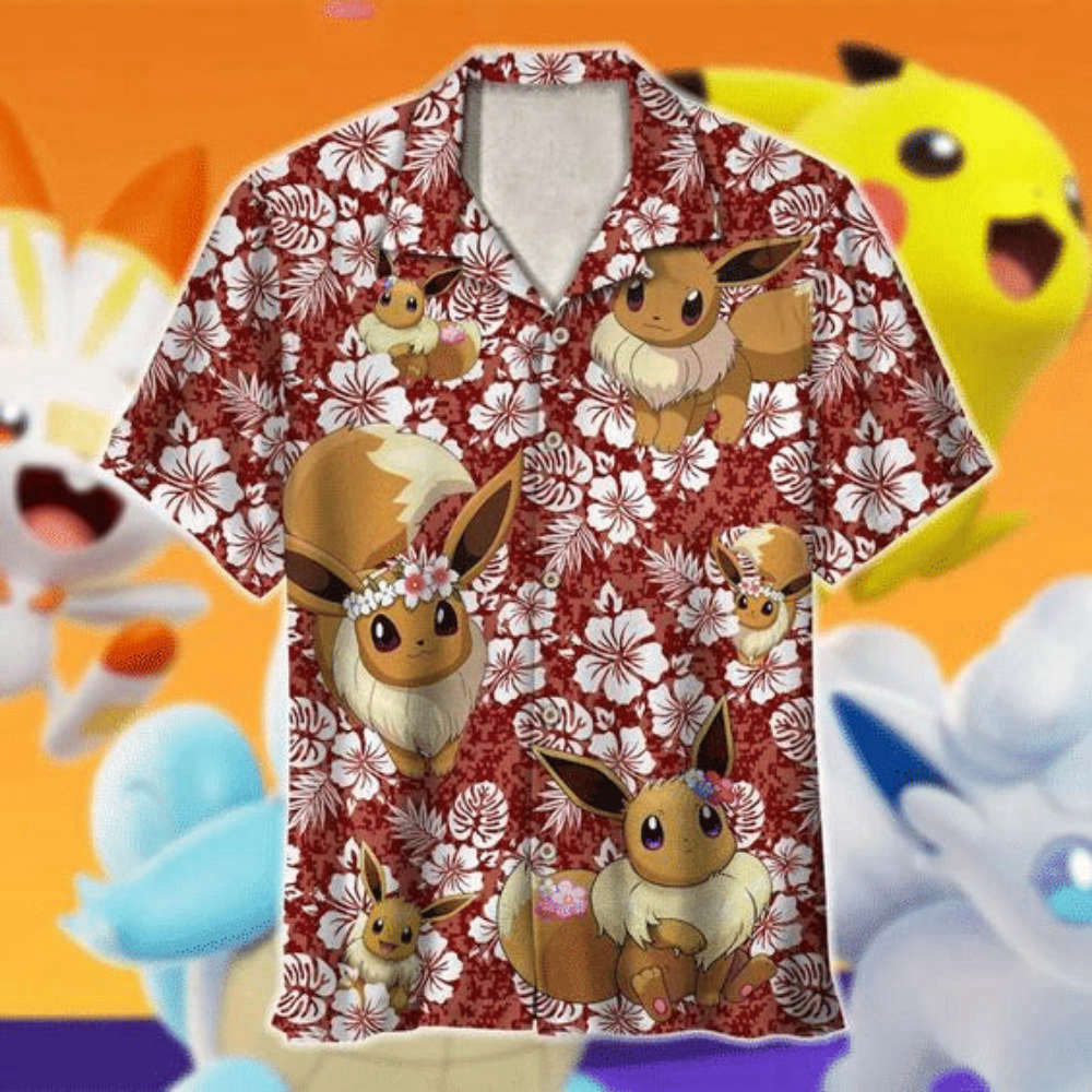 Eevee Pokemon Hawaiian Shirt: Tropical Style for Pokemon Fans