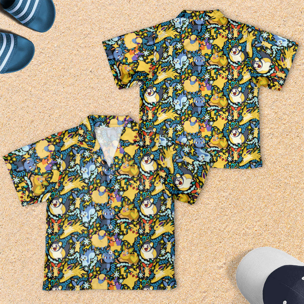 Electricity Pokemon Youth Short Hawaiian Shirt – Vibrant & Trendy Kids Apparel