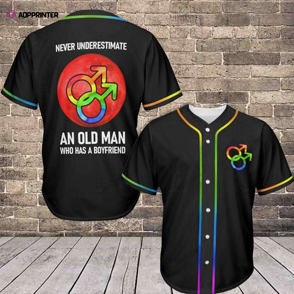 Engaging LGBT Baseball Tee – Never Underestimate an Old Man! 385