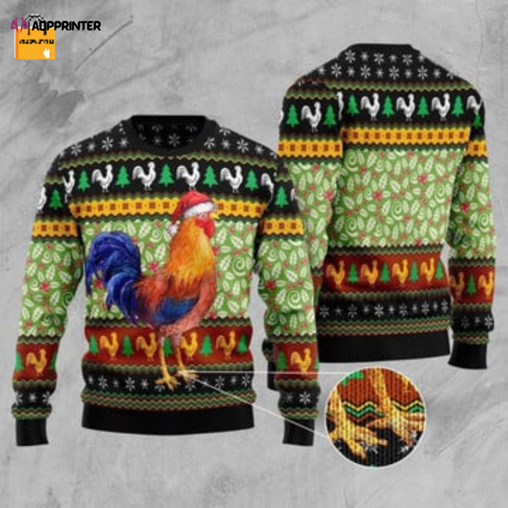 Festive Rooster Christmas Sweater: Stylish & Fun Holiday Apparel
