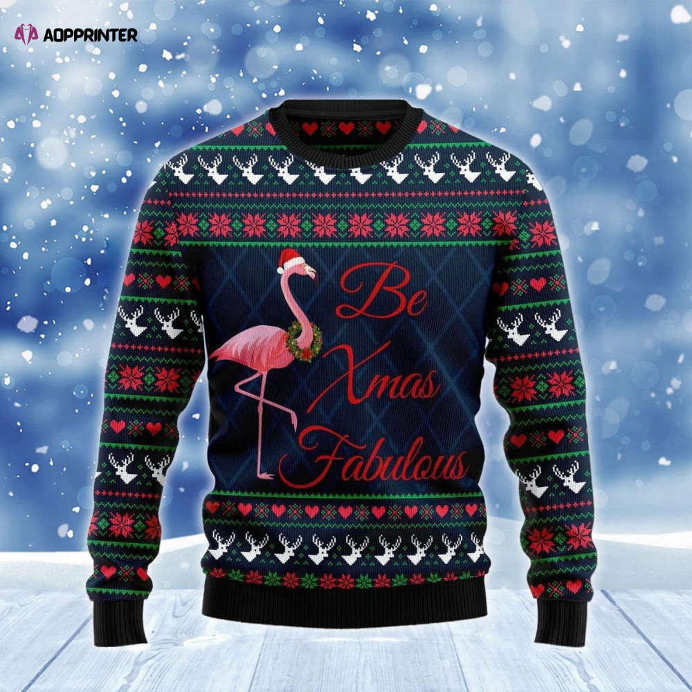 Black Pink Flamingo Jingle Bell In Area Ugly Sweater