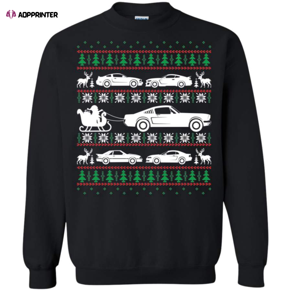 Ford Mustang Ugly Christmas Sweater T-Shirt: Foxbody S550 S197 SN95