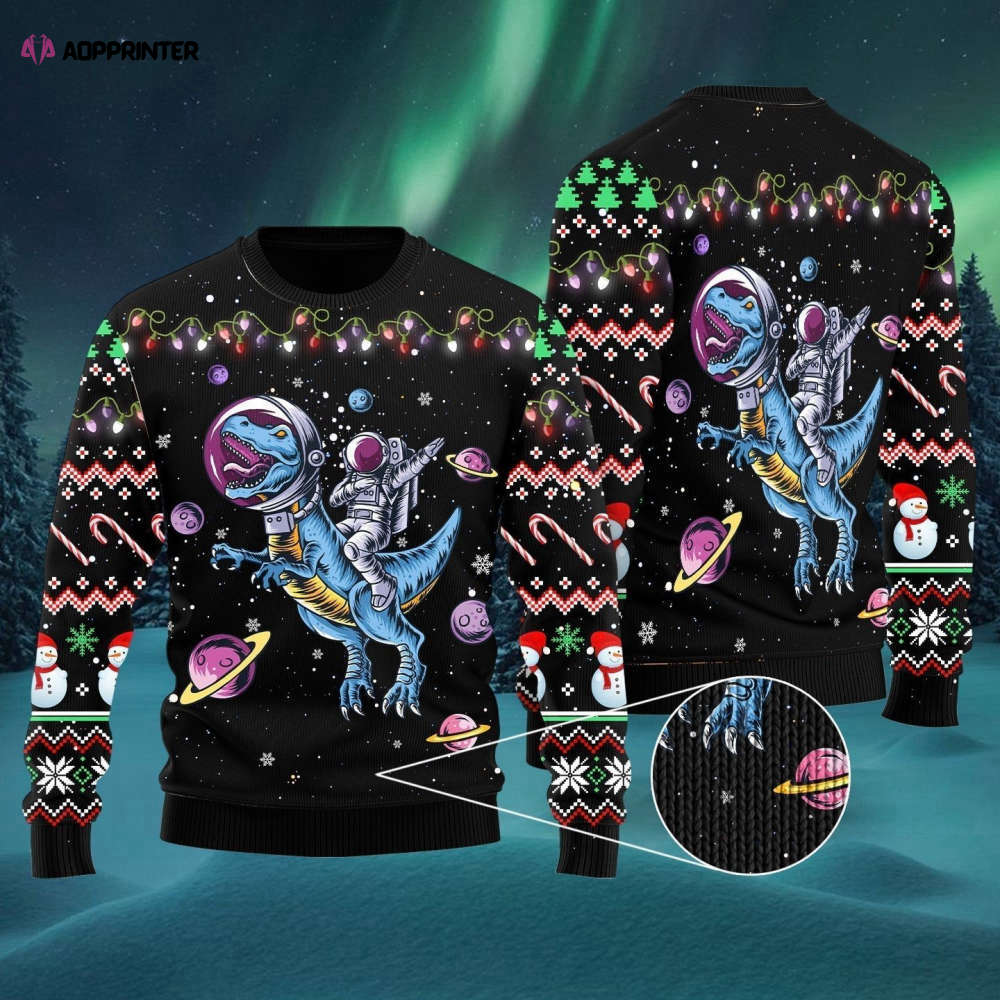 Funny Astronauts T-Rex Space Ugly Christmas Sweater: A Hilarious Twist!