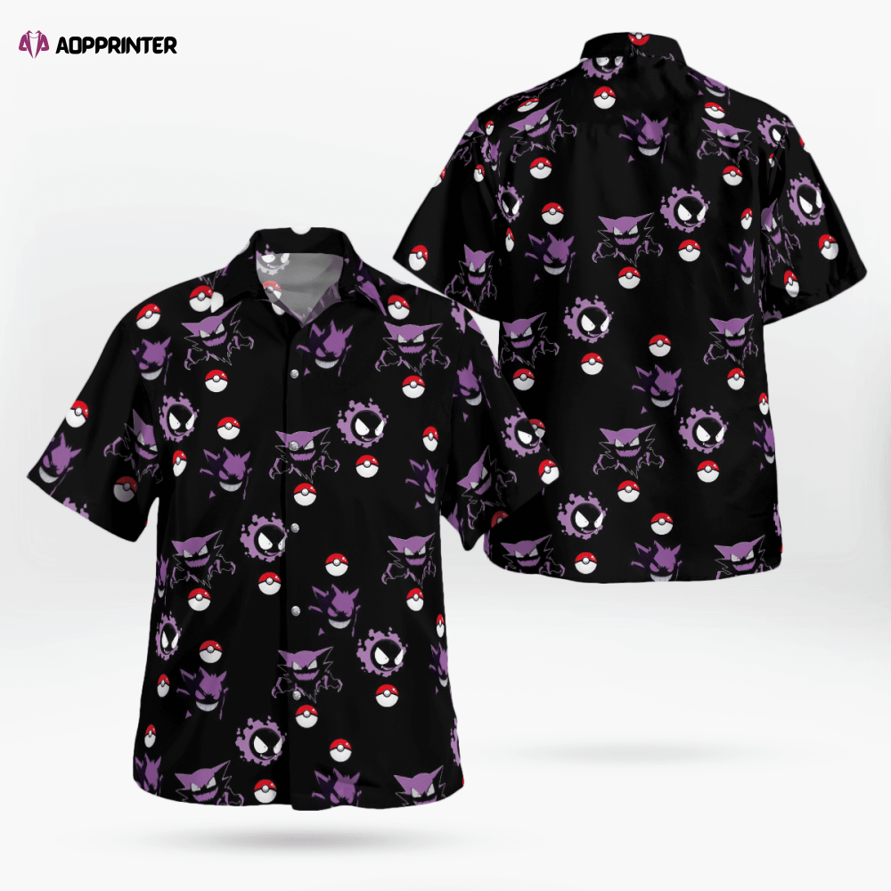 Gengar Pokemon Hawaiian Shirt: Stylish & Playful Design for Pokemon Fans