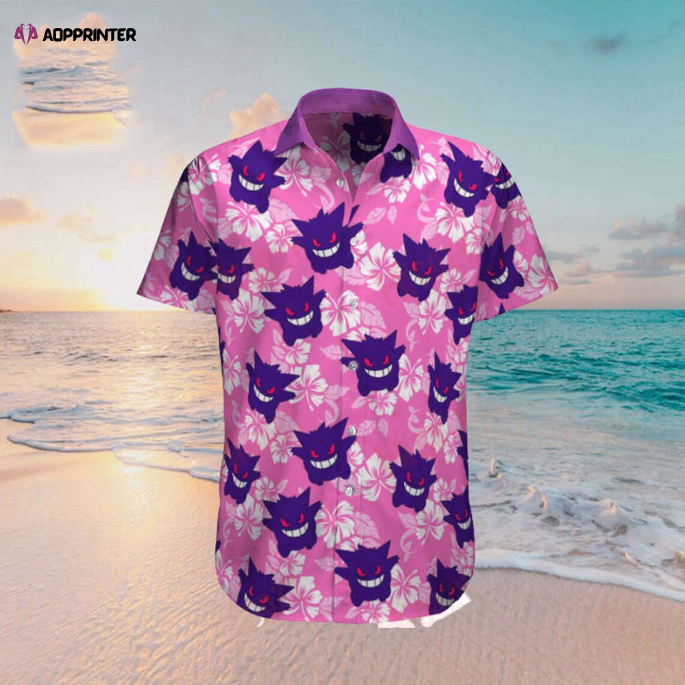 Gengar Pokemon Tropical Beach Hawaiian Shirt – Fun and Stylish Pokemon Apparel