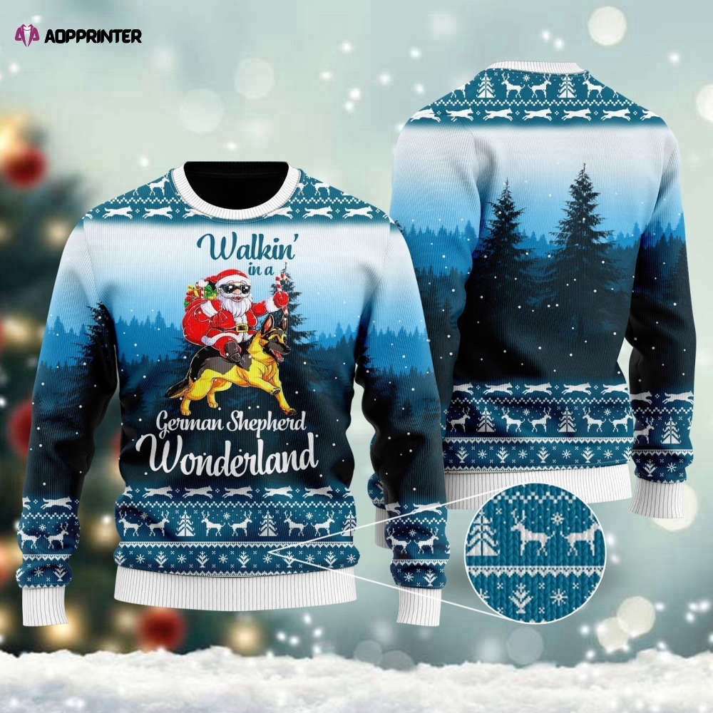 German Shepherd Wonderland Ugly Christmas Sweater – Festive & Fun Holiday Attire