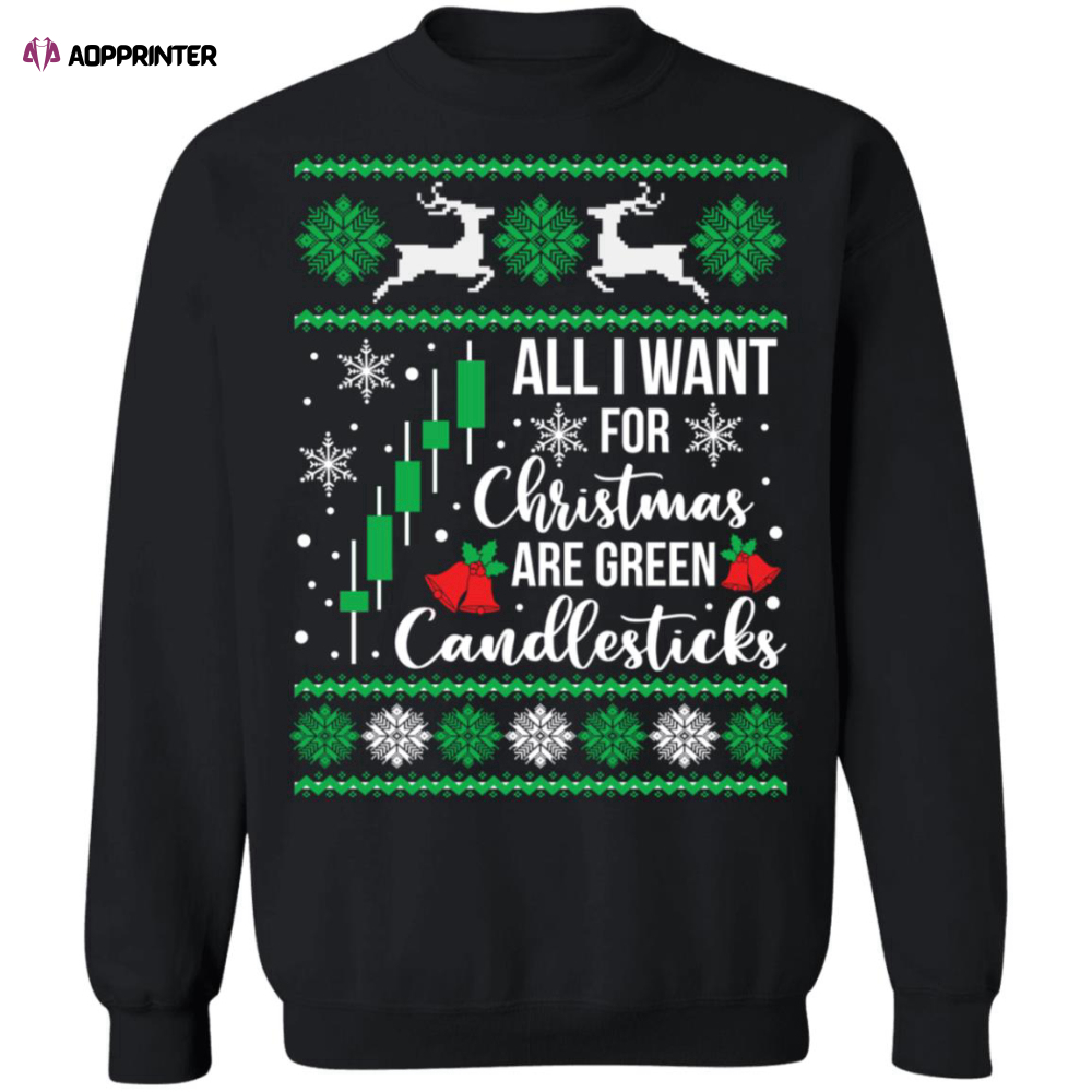 Get Festive with Green Candlesticks Christmas Sweater – Perfect for the Holidays!