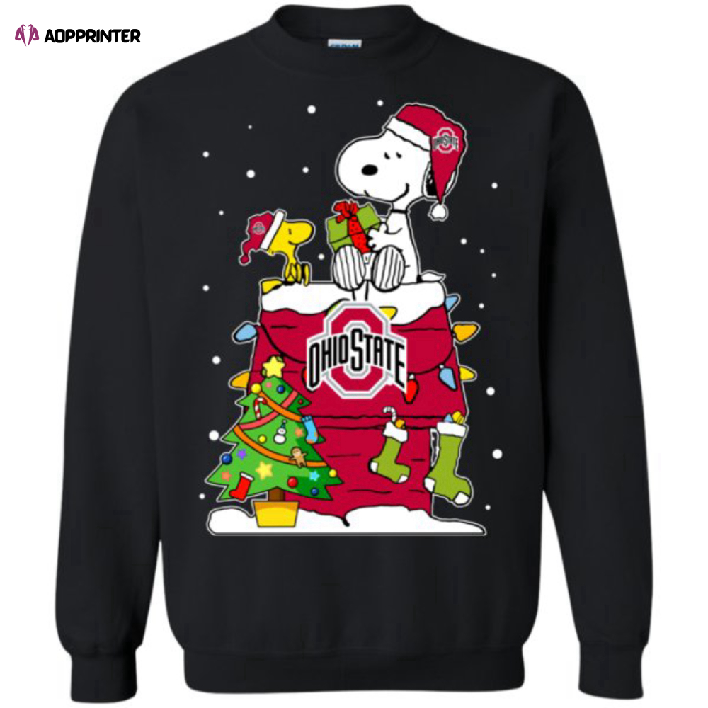 Get Festive with Ohio State Buckeyes Snoopy Ugly Christmas Sweater Shirts