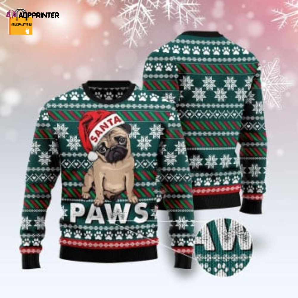 Get Festive with our Santa Pug Ugly Christmas Sweater – Perfect Holiday Attire!
