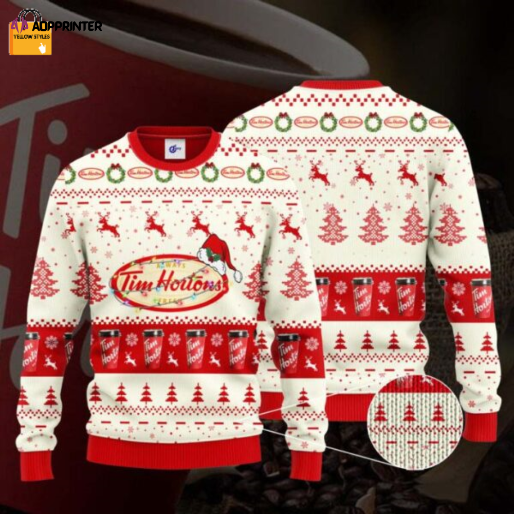 Get Festive with Tim Hortons Santa Hat Ugly Christmas Sweater