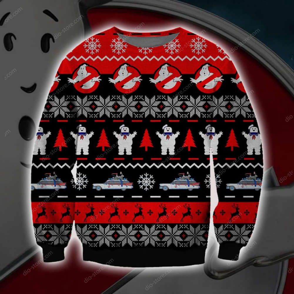 Ghostbusters Knitting Pattern 3D Print Ugly Christmas Sweater Hoodie All Over Printed