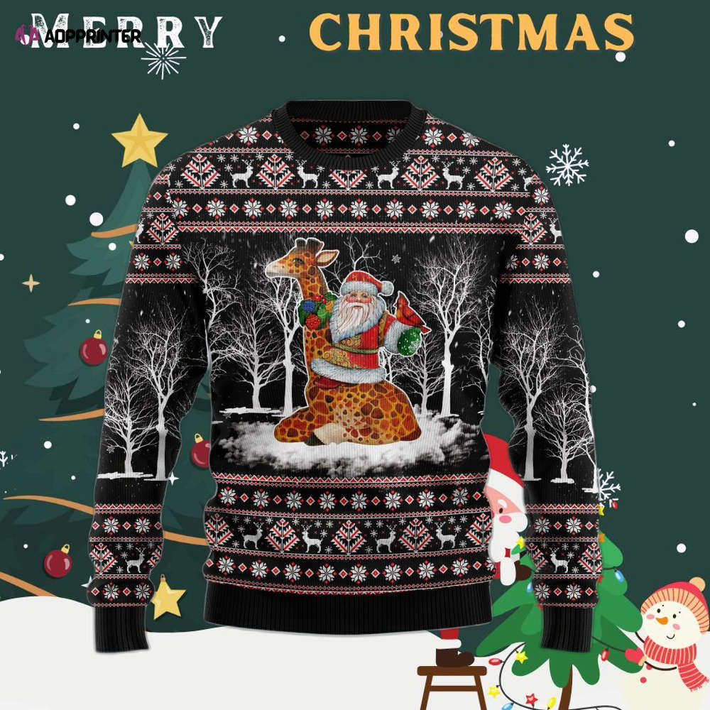 Giraffe Santa Claus Ugly Christmas Sweater