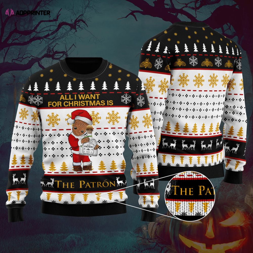 Groot All I Need For Christmas Is Deep Eddy Vodka Ugly Christmas Sweater Hoodie All Over Printed