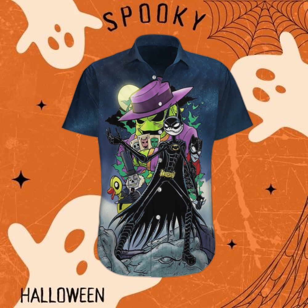Halloween Jack Skellington Batman Hawaiian Shirt – Spooktacular Costume for Men