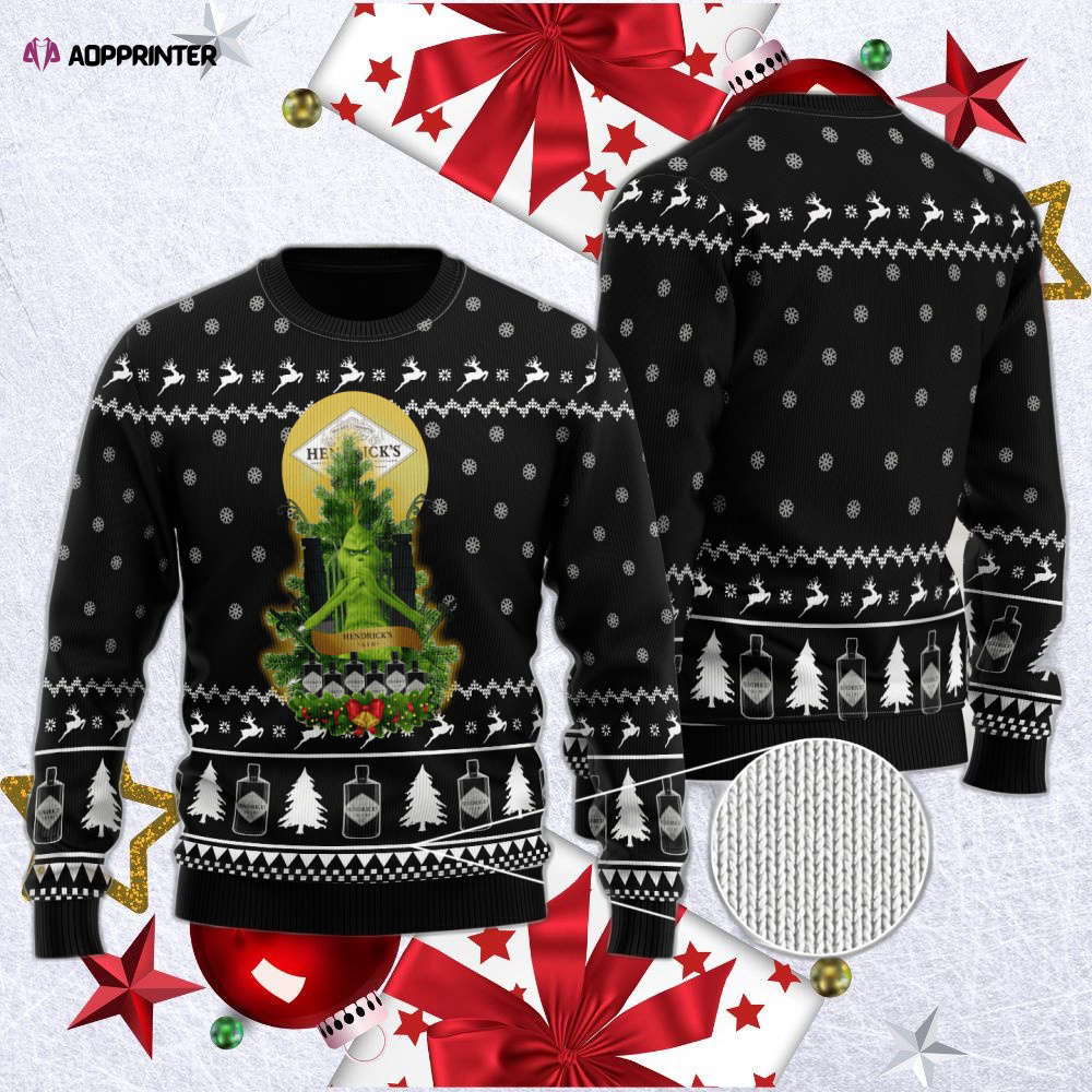 Hendrick’S Gin Grinch Snow Ugly Christmas Sweater