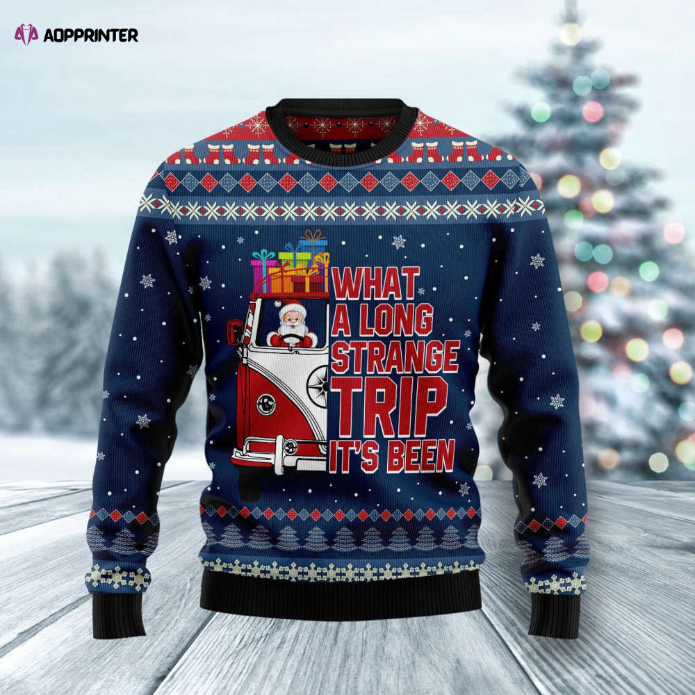 Hippie Bus Ugly Christmas Sweater: A Long Strange Trip – Unique & Festive