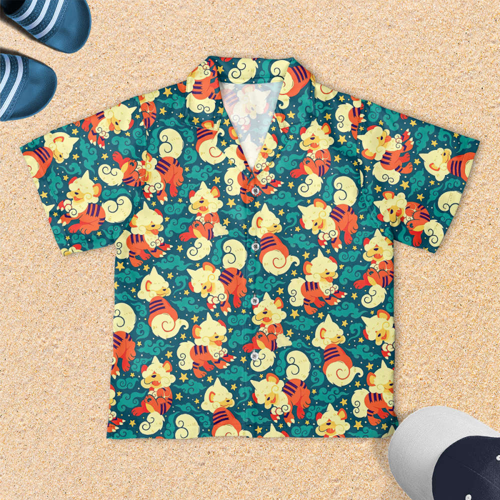 Hisuian Growlithe Youth Hawaiian Shirt: Stylish Pokemon Design
