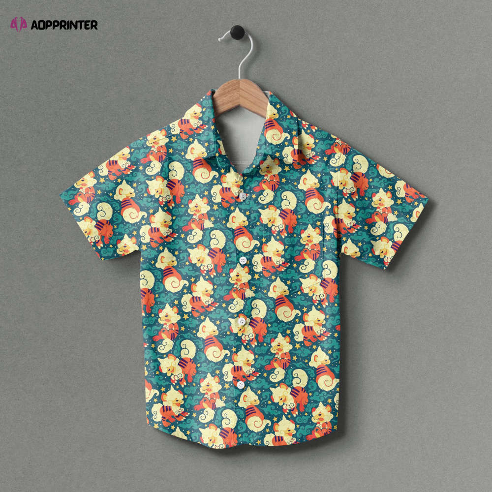 Hisuian Growlithe Youth Hawaiian Shirt: Stylish Pokemon Design