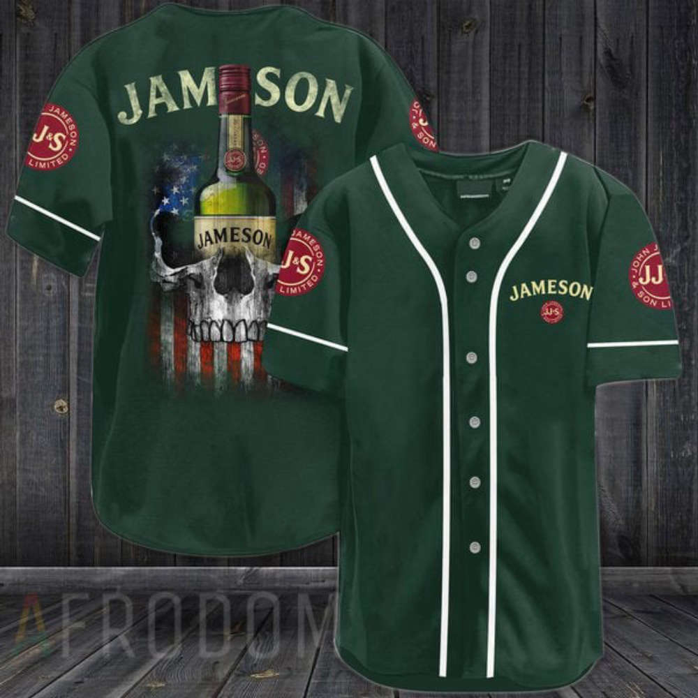 Jameson Baseball Jersey: US Flag Black Skull Design for Edgy Style