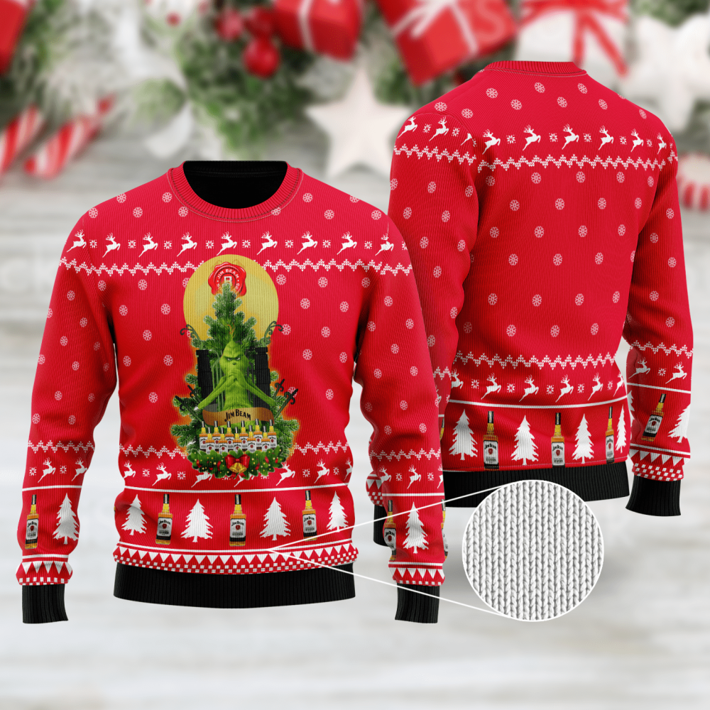 Jim Beam Grinch Snow Ugly Christmas Sweater